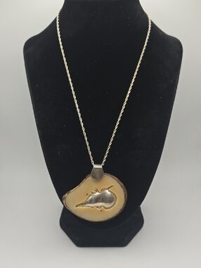 Handcrafted Silver, Brown and Cream Pendant Necklace
